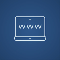 Image showing Website on laptop screen line icon.