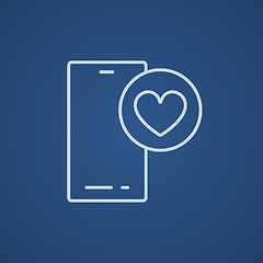 Image showing Smartphone with heart sign line icon.