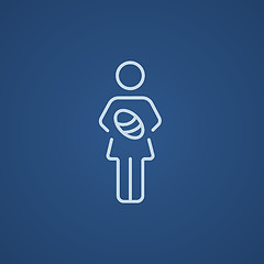 Image showing Woman holding baby line icon.