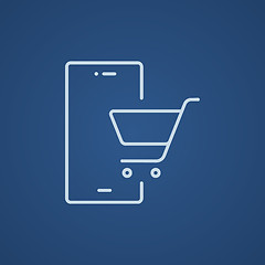 Image showing Online shopping line icon.