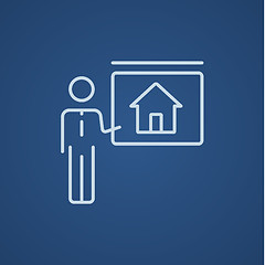 Image showing Real estate agent showing house line icon.