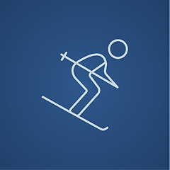 Image showing Downhill skiing line icon.