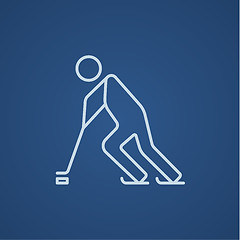 Image showing Hockey player line icon.