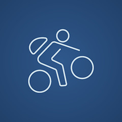 Image showing Man riding bike line icon.