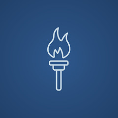 Image showing Burning olympic torch line icon.