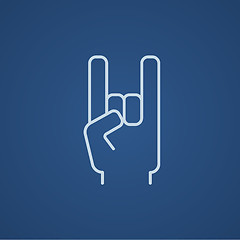 Image showing Rock and roll hand sign line icon.