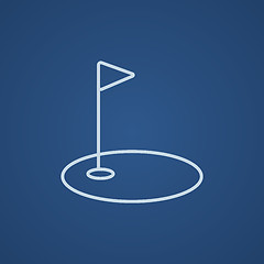 Image showing Golf hole with flag line icon.