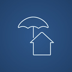 Image showing House under umbrella line icon.