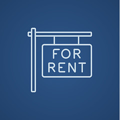 Image showing For rent placard line icon.