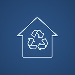 Image showing House with recycling symbol line icon.