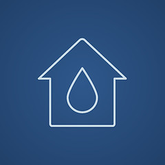 Image showing House with water drop line icon.