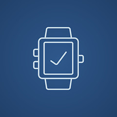 Image showing Smartwatch with check sign line icon.