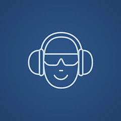 Image showing Man in headphones line icon.