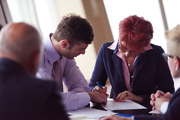 Image showing business people group sign contract