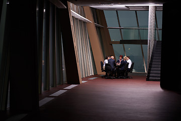 Image showing business people group on meeting at modern bright office