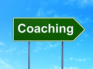 Image showing Studying concept: Coaching on road sign background
