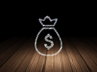 Image showing Banking concept: Money Bag in grunge dark room