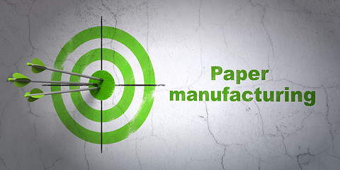 Image showing Industry concept: target and Paper Manufacturing on wall background