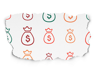 Image showing Money concept: Money Bag icons on Torn Paper background