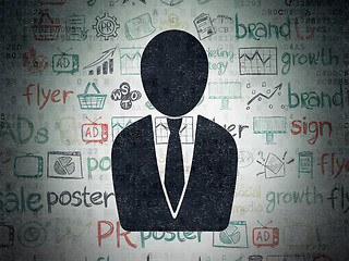 Image showing Marketing concept: Business Man on Digital Paper background