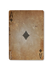 Image showing Very old playing card, ace of diamonds