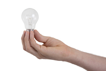 Image showing Hand holding an light bulb 