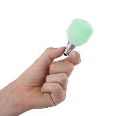 Image showing Hand holding an light bulb 