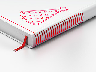 Image showing Entertainment, concept: closed book, Party Hat on white background