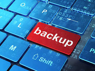 Image showing Software concept: Backup on computer keyboard background