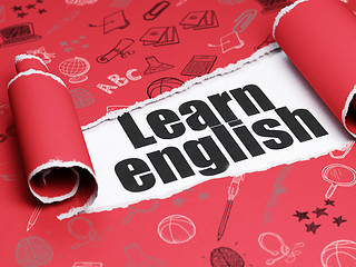 Image showing Education concept: black text Learn English under the piece of  torn paper