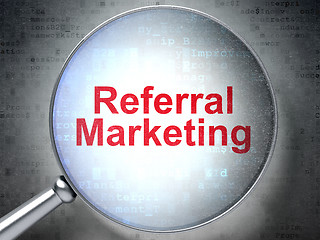 Image showing Advertising concept: Referral Marketing with optical glass