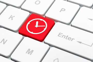 Image showing Time concept: Clock on computer keyboard background