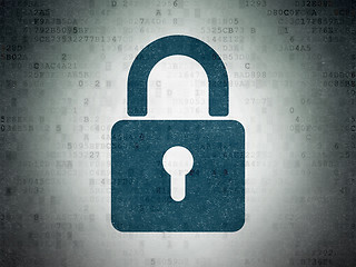 Image showing Safety concept: Closed Padlock on Digital Paper background