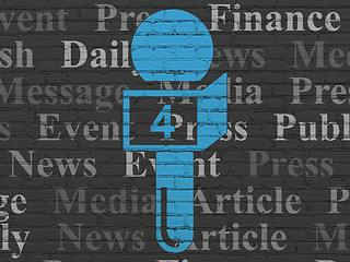 Image showing News concept: Microphone on wall background