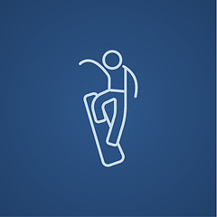 Image showing Man snowboarding line icon.