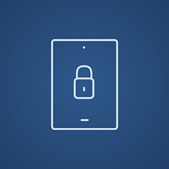 Image showing Digital tablet security line icon.