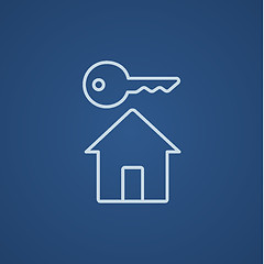 Image showing Key for house line icon.