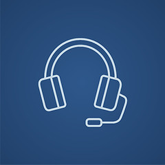 Image showing Headphone with microphone line icon.