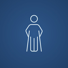 Image showing Man with crutches line icon.