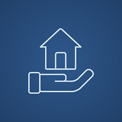 Image showing House insurance line icon.