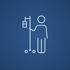 Image showing Patient standing with intravenous dropper line icon.