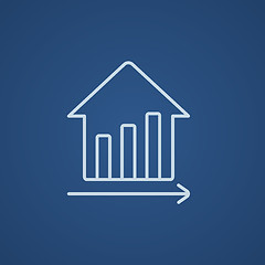 Image showing Graph of real estate prices growth line icon.