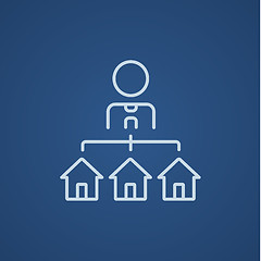 Image showing Real estate agent with three houses line icon.