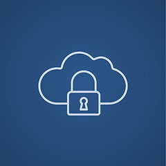 Image showing Cloud computing security line icon.