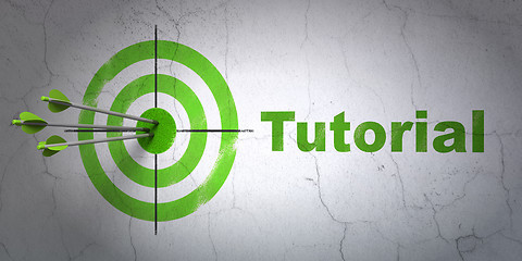 Image showing Education concept: target and Tutorial on wall background