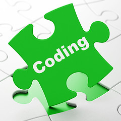 Image showing Database concept: Coding on puzzle background