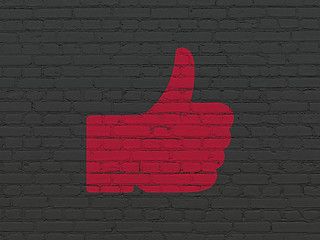 Image showing Social media concept: Thumb Up on wall background