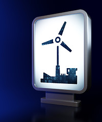Image showing Manufacuring concept: Windmill on billboard background