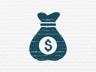 Image showing Finance concept: Money Bag on wall background