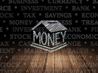 Image showing Money concept: Money Box in grunge dark room